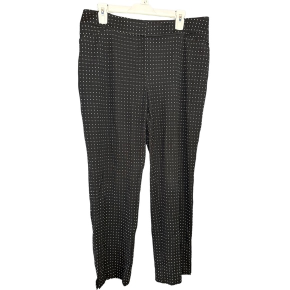 Chicos Black White Polka Dot Straight Leg Pants Size 10 - Picture 1 of 8